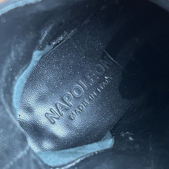 Napoleon Davos Gomma Leather Heeled Mid-calf Booties 40 Black Side-zip - Picture 10 of 15